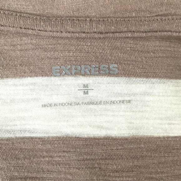 Express Women's Striped Raglan Tee in Taupe and White - Picture 3 of 3